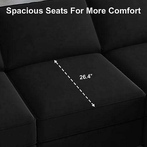 Belffin Modular Velvet Sectional Sofa with Chaise Lounge and Storage, Grey T418154