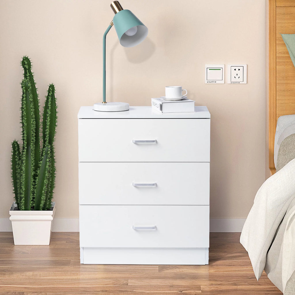 SYNGAR Modern Dresser Cabinet, Wooden 3-Drawer Dresser with Handles, Simple Home Storage Furniture of Drawers for Closet, White Kids Storage Chest, Bedside Table of Bedroom for Clothes Cosmetic, D8792