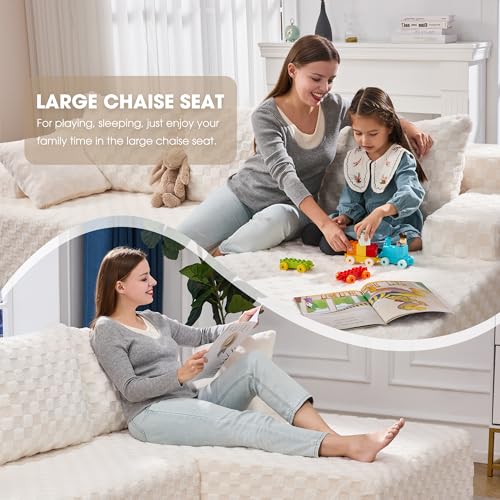 Modular Sectional Sofa L-Shape Couch with Oversized Chaise, Grey Stripe I49459