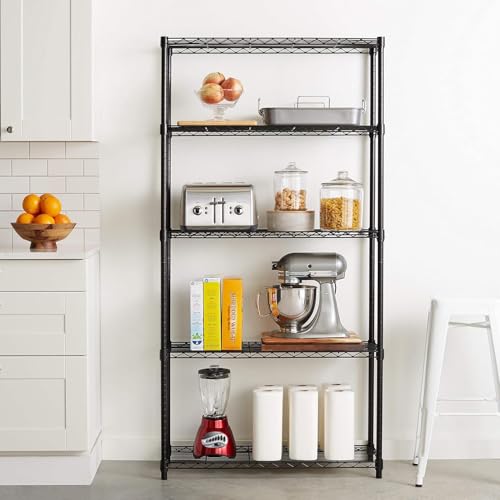 Amazon Basics 5-Shelf Adjustable Steel Wire Rack Storage Shelving, Chrome H984310