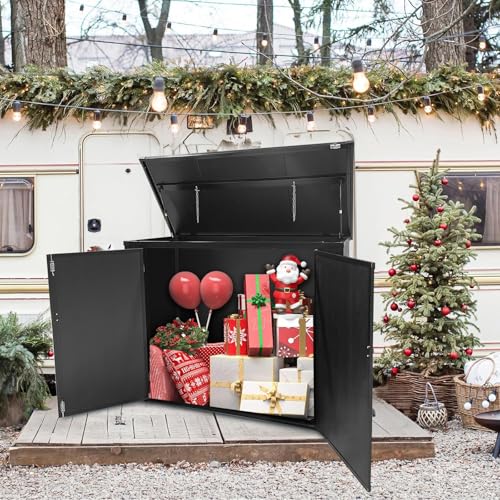 VINGLI Outdoor Storage Shed Resin Cabinet with Lockable Design, White M333440