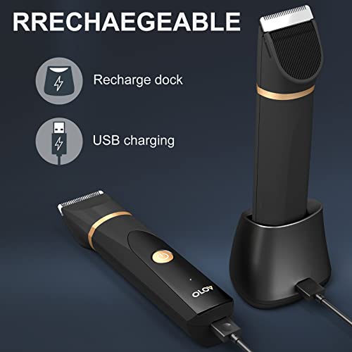 OLOV Electric Groin Hair Trimmer for Men with Replaceable Ceramic Blades, USB Rechargeable, Waterproof K8596