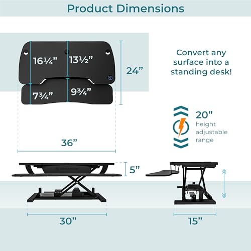 VERSADESK PowerPro™ 36 Inch Electric Standing Desk Converter, Black H627