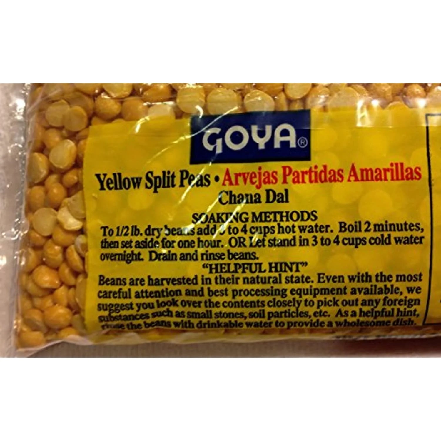 Goya Dried Yellow Split Peas - Four 1 Lb Bags - Soup - Recipe On Bag Y6345