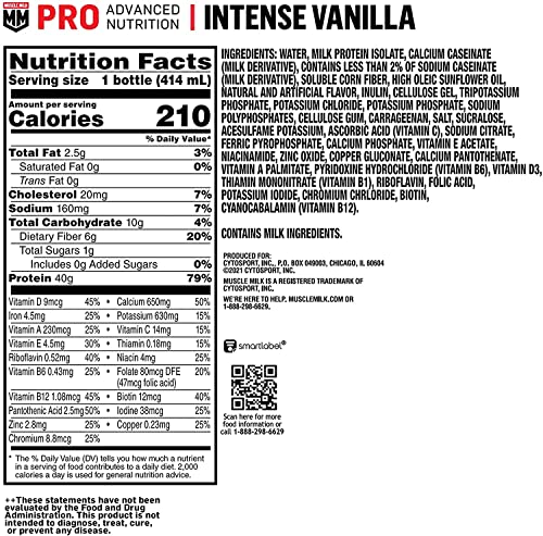 Muscle Milk Pro Advanced Nutrition Protein Shake, Knockout Chocolate, 14 Fl Oz, 12 Pack W259