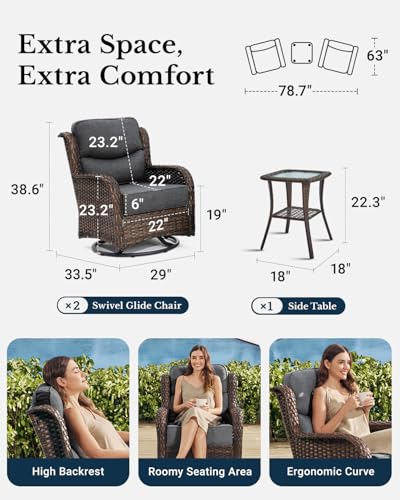 Luxury Patio Furniture Set 7PCS Wicker Conversation Set with Blue Cushions J5390