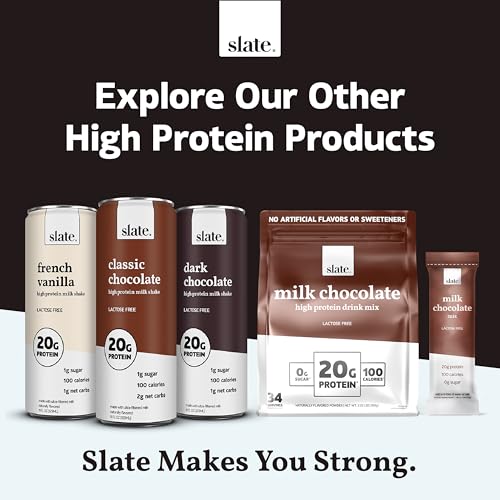 Slate Milk High Protein Dark Chocolate Shake, Lactose Free, 11 fl oz, 12 Cans C31569