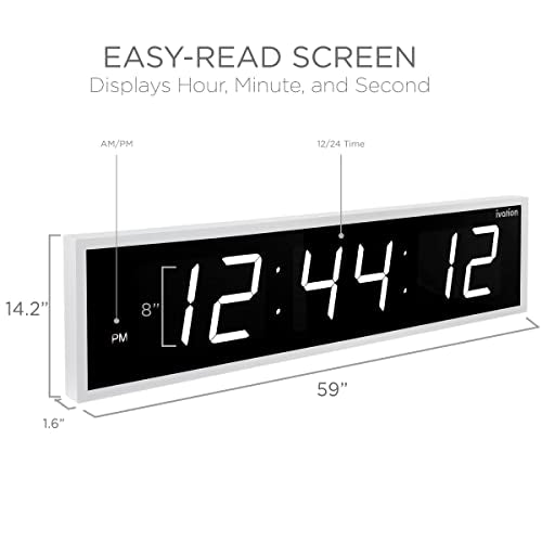 Ivation 24" Digital LED Clock with Alarm & Countdown Timer - Wall or Shelf Mount (Blue) S211508