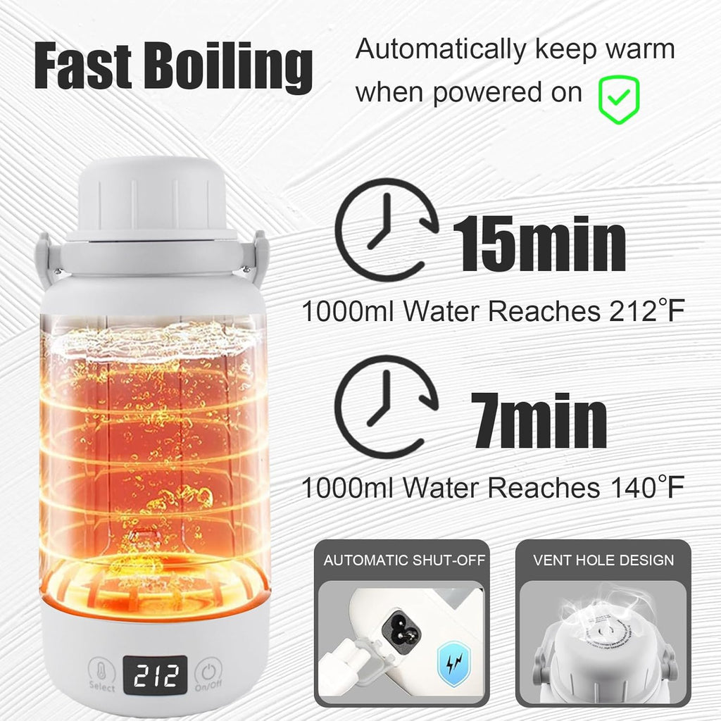 Portable Travel Electric Kettle 1L with Temperature Control and LCD Display S70902