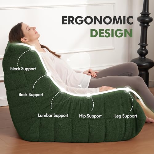 Bean Bag Chair Big Sofa for Adults with Memory Foam, Black Plush A2357