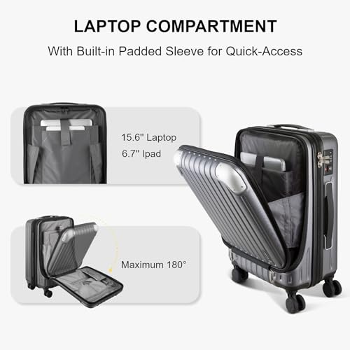 LEVEL8 Grace Carry On Luggage 20" Hardside Spinner with TSA Lock, Blue U5974
