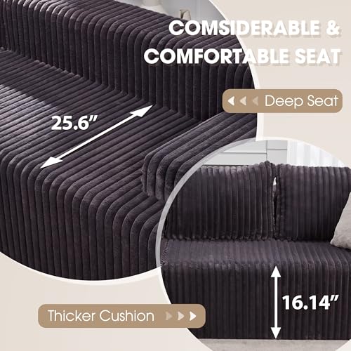 Modular Sectional Sofa L-Shape Couch with Oversized Chaise, Grey Stripe I49459