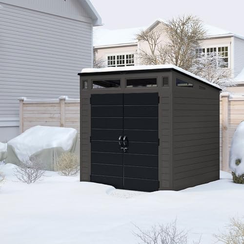 Suncast Modern Outdoor Storage Shed 200 cu ft Peppercorn Resin Plastic T2550