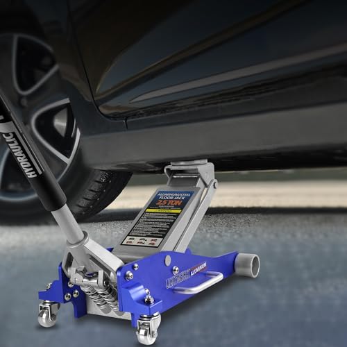 Pvillez Floor Jack, Heavy Duty Hydraulic Low Profile Steel Racing Jack, 2 Ton Capacity Blue H10635