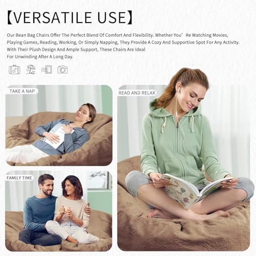 Bean Bag Chair for Adults 3FT, Soft Removable Cover, Light Gray M535251