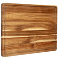 Extra Large Acacia Wood Cutting Board, 24x18 Inch Large Butcher Block Chopping Board with Handle and Juice Groove, Carving Board for Turkey, Meat, Vegetables, BBQ