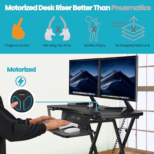 VERSADESK PowerPro™ 36 Inch Electric Standing Desk Converter, Black H627