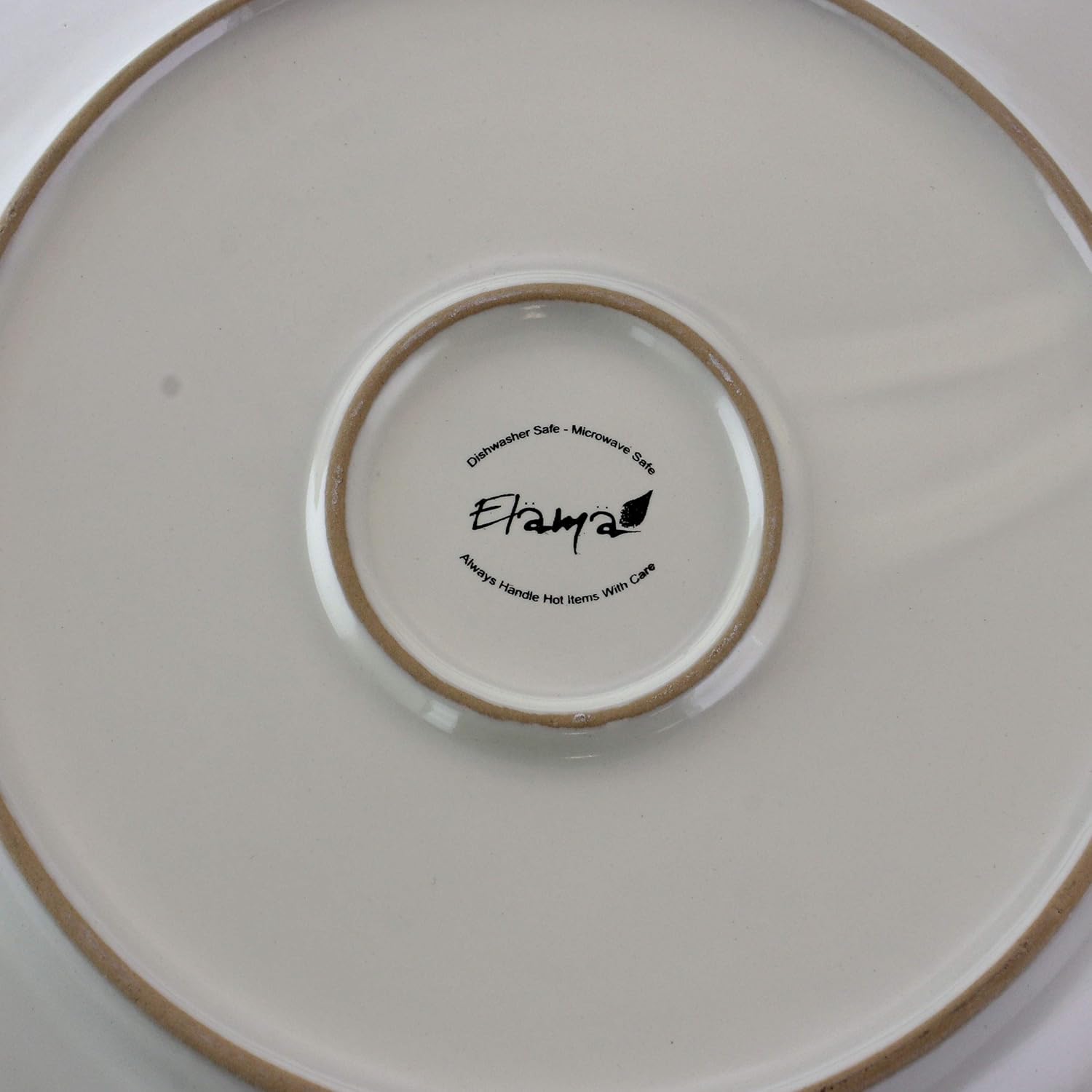 Elama Contemporary Round Embossed Stoneware Dinnerware Set, 16 Piece, White H295