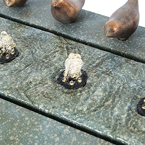 LuxenHome 24" Gray Rectangular Resin Outdoor Fountain with LED Lights X26788