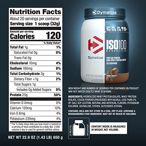 Dymatize ISO100 Whey Protein Powder, Cookies & Cream, 20 Servings E355002