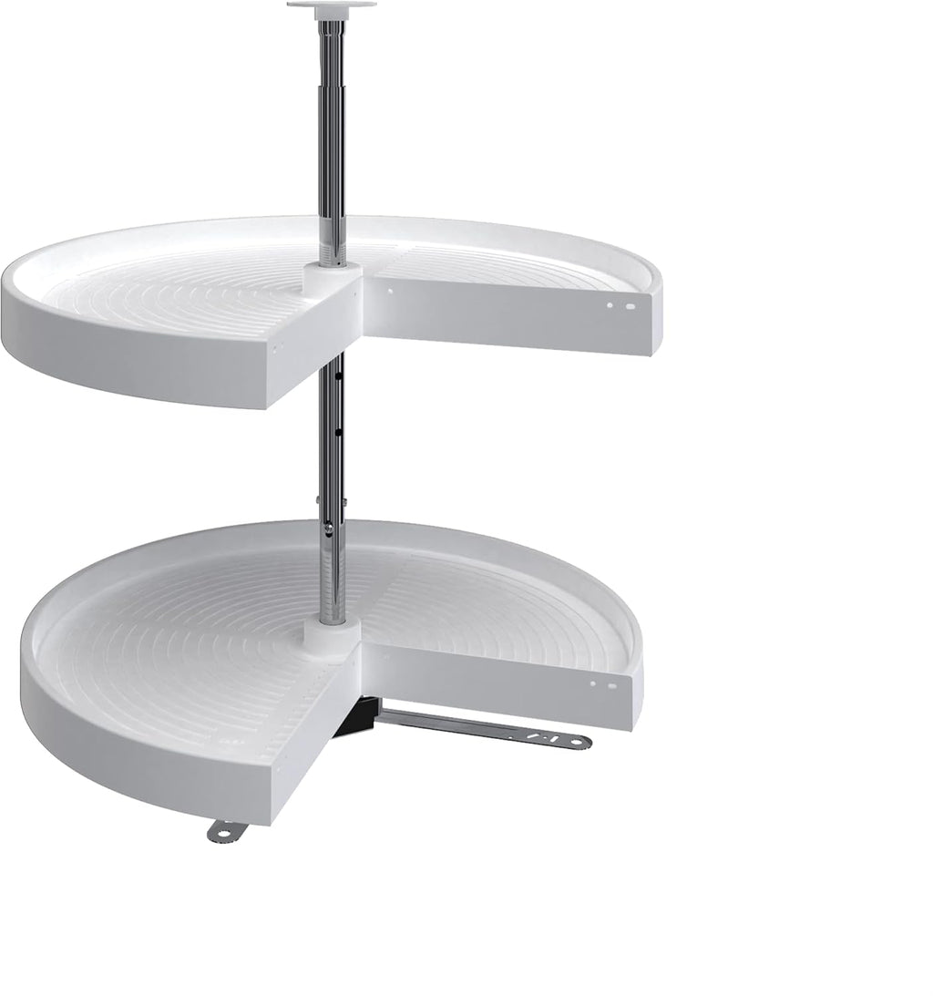 Rev-A-Shelf Polymer Pie Cut 2-Shelf Lazy Susan for Corner Base Cabinets, Standard, White