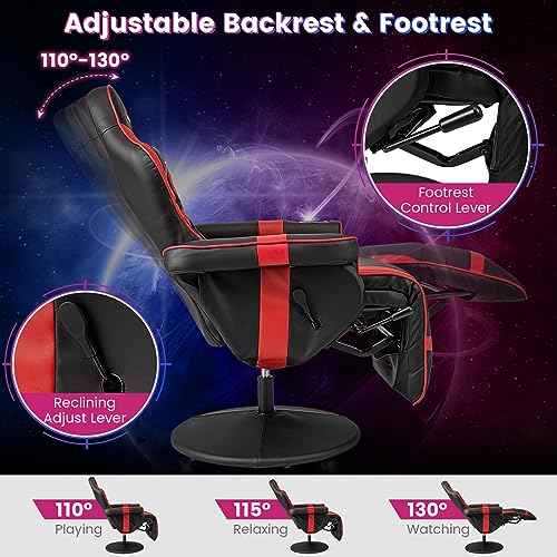 Goplus Massage Gaming Chair, Racing Recliner with Footrest, PU Leather N121