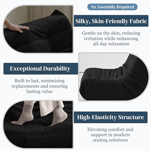 Bean Bag Chair for Adults Suede Microfiber Fireside Floor Chair 3-Seater Beige F151744