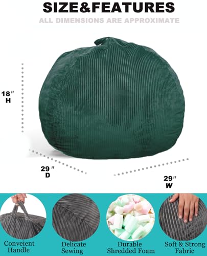 Faux Fur Bean Bag Chair for Adults with Filling, Blue J1419