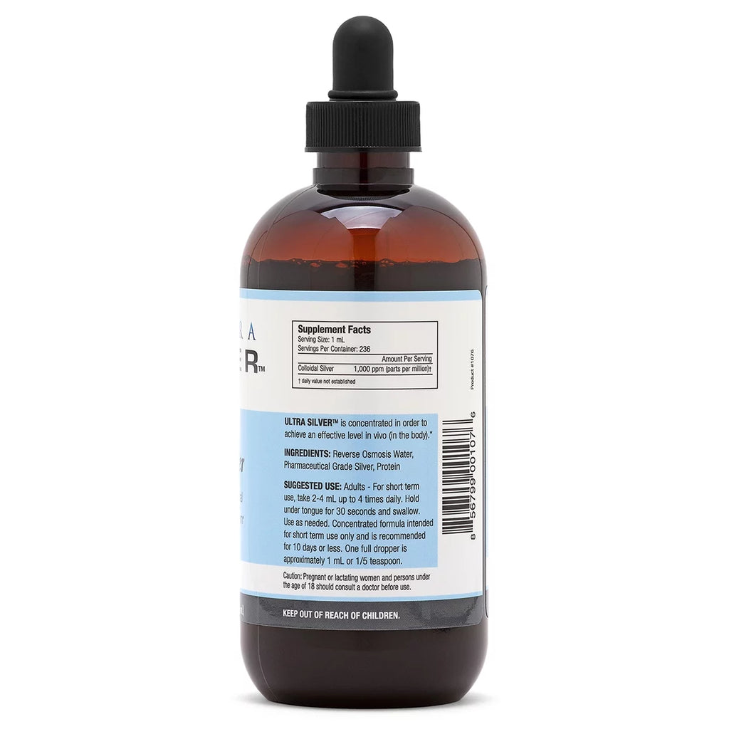 Ultra Silver® Colloidal Silver 1000 PPM 8 Oz Mineral Supplement with Dropper P192