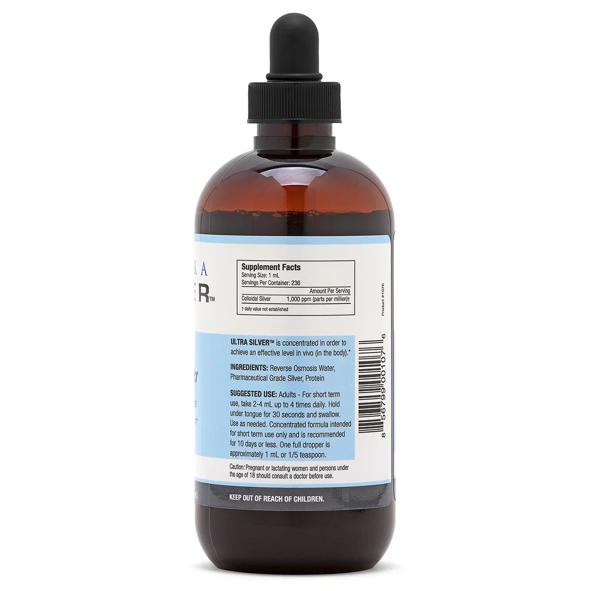 Ultra Silver® Colloidal Silver 1000 PPM 8 Oz Mineral Supplement with Dropper P192