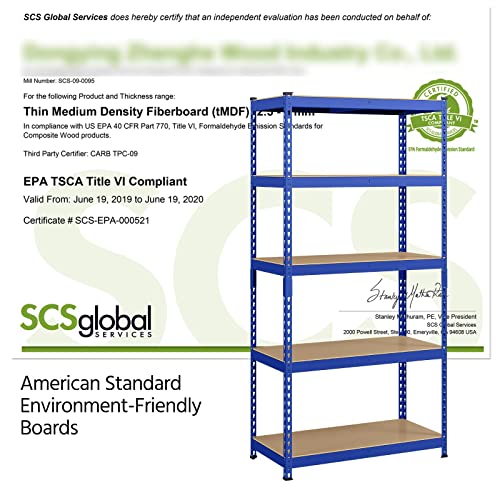 Yaheetech 5-Tier Heavy Duty Garage Shelving Unit, Adjustable Metal Storage Rack, Blue J339478