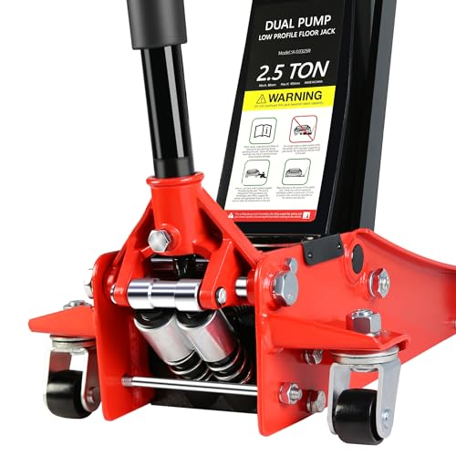 Pvillez Floor Jack, Heavy Duty Hydraulic Low Profile Steel Racing Jack, 2 Ton Capacity Blue H10635