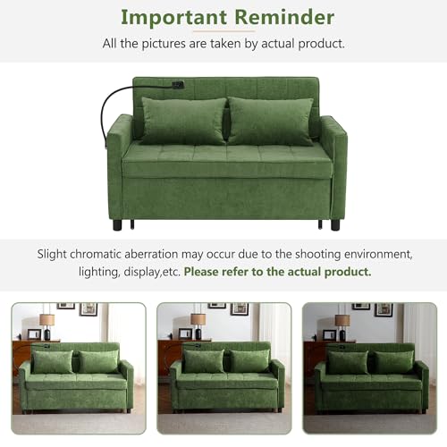 Merax 3 in 1 Convertible Sleeper Sofa Bed Futon with USB Ports, Brown V2286