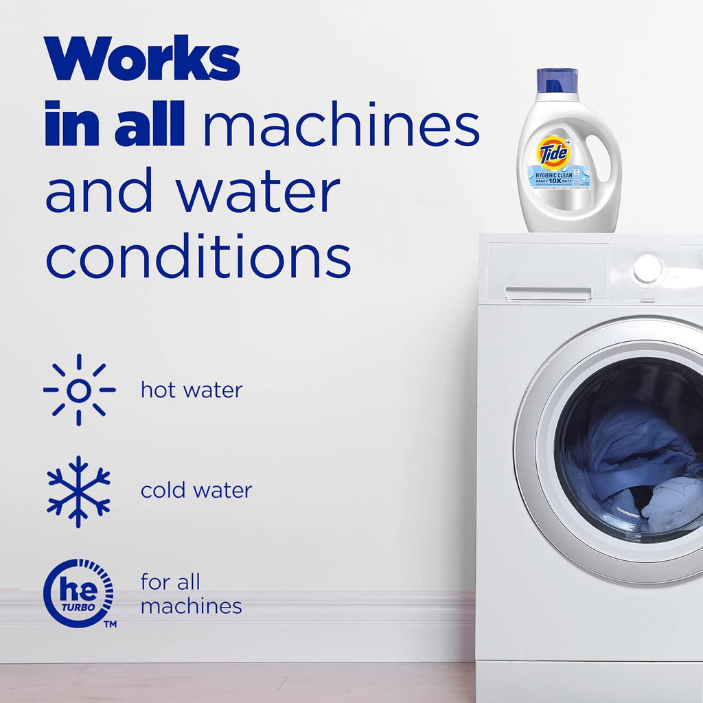 Tide Hygienic Clean Heavy Duty 10x Liquid Laundry Detergent, Unscented, 106 loads U610934