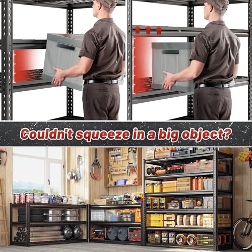 REIBII 60" W Garage Shelving 5-Tier Heavy Duty Metal Storage Shelves B60038