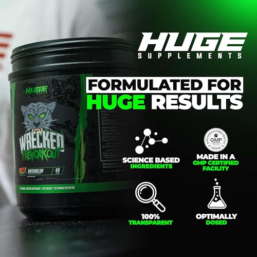 Wrecked Pre Workout Advanced Formula, 10g L-Citrulline, 6.4g Beta Alanine, 375mg Caffeine H8336