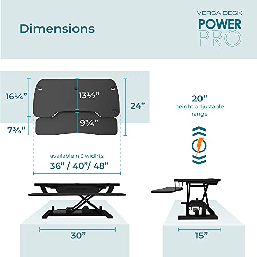VERSADESK PowerPro™ 36 Inch Electric Standing Desk Converter, Black H627