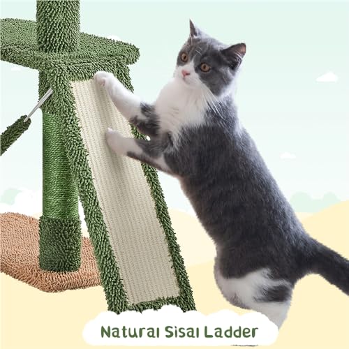Yaheetech Cactus Cat Tree, 63″ Multi-Level Cat Tower with Scratching Posts O3441