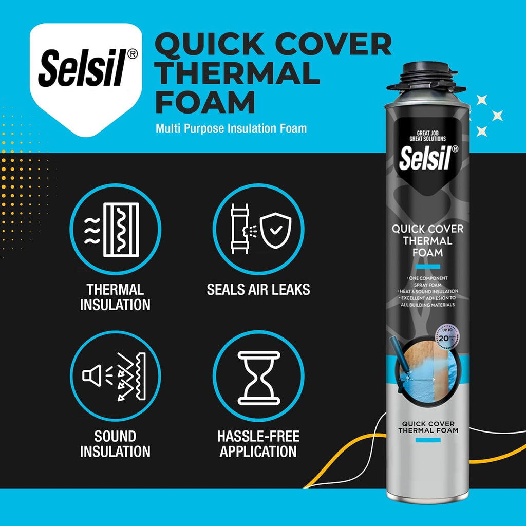 Selsil Spray Foam Insulation 12 Pack - Thermal & Sound Insulation for Walls, Roof, Hard-to-Reach Areas, 25 oz E97181