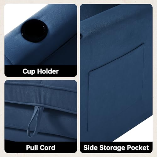 Loveseat Sleeper Sofa Bed Convertible Futon Couch Dark Blue Y2868