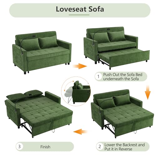 Merax 3 in 1 Convertible Sleeper Sofa Bed Futon with USB Ports, Brown V2286