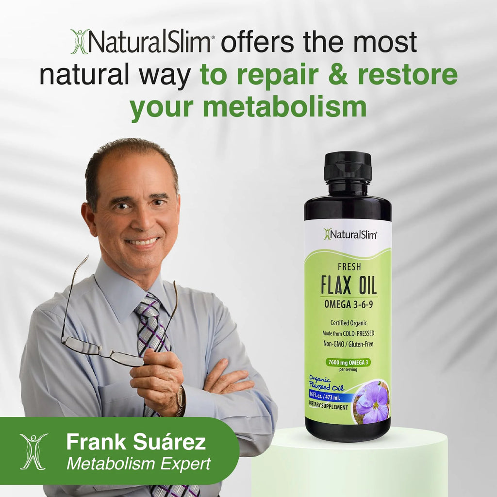 NaturalSlim Organic Cold-Pressed Flaxseed Oil with Omega 3 6 9, 16 fl. Oz Y753168
