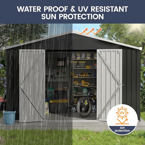 UDPATIO Outdoor Storage Shed 6x6 FT Resin Garden Shed with Lockable Door D90316