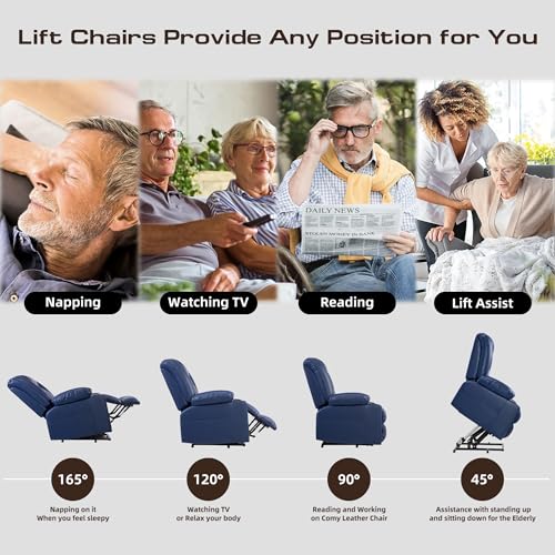 Large Power Lift Chair Recliner for Elderly with Heat and Massage, Dark Brown W500