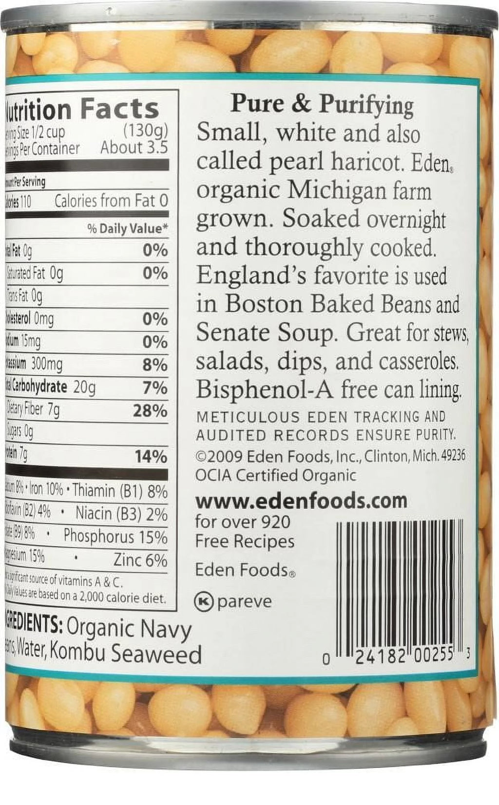Eden Foods Organic Navy Beans 15 oz Pack of 3 F213