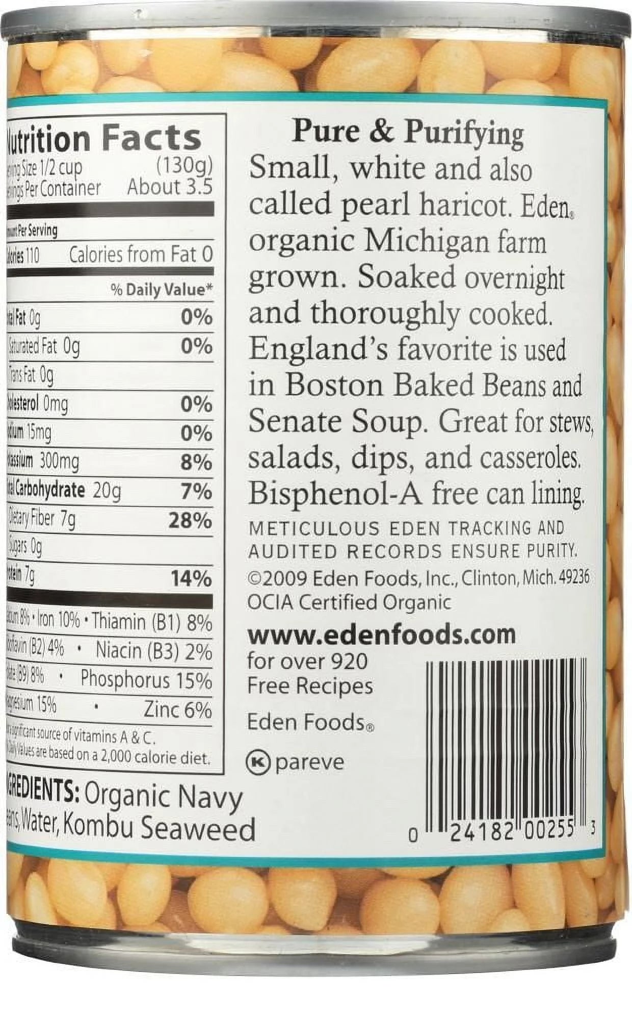 Eden Foods Organic Navy Beans 15 oz Pack of 3 F213