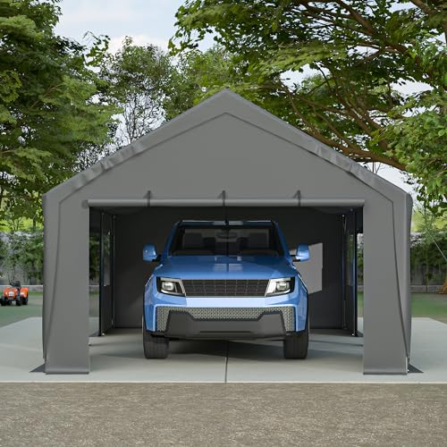 Carport 20x12ft 2-in-1 Portable Garage Heavy-Duty Waterproof with Ventilated Windows D99656