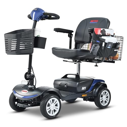 Folding Electric Mobility Scooter, 4.97 mph Max Speed, 10 Mile Range, 300 lbs Weight Capacity, 12V Lead-Acid Batteries, 300W Motor, Silver