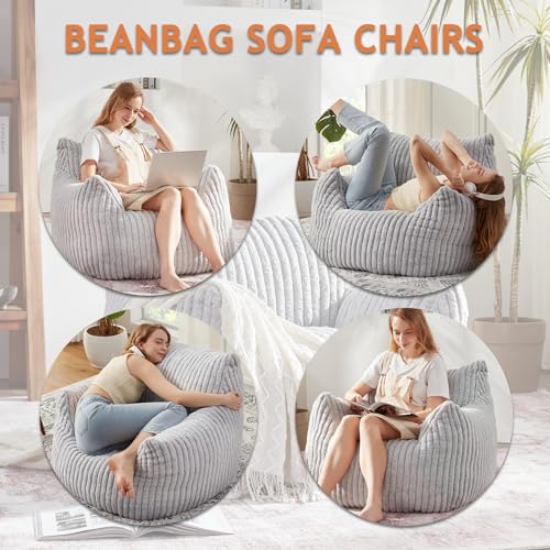 Giant Bean Bag Chair with Filling and Armrests for Adults Teens P241564
