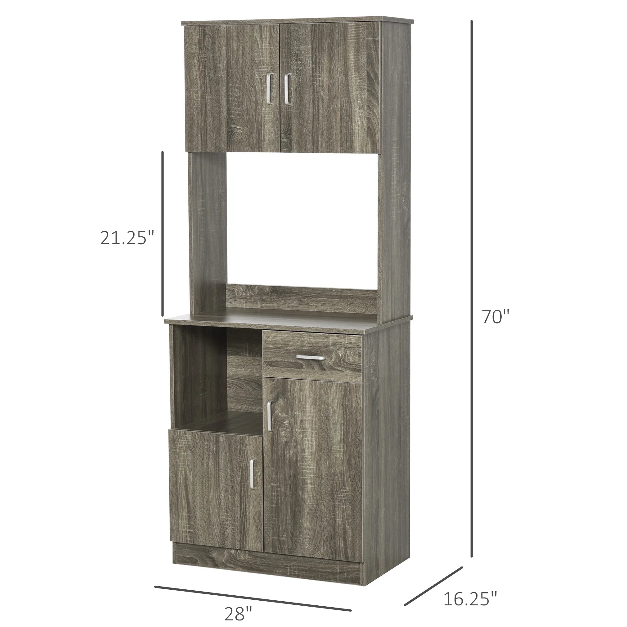 HOMCOM Kitchen Pantry Storage Cabinet with Microwave Stand, Gray P732612